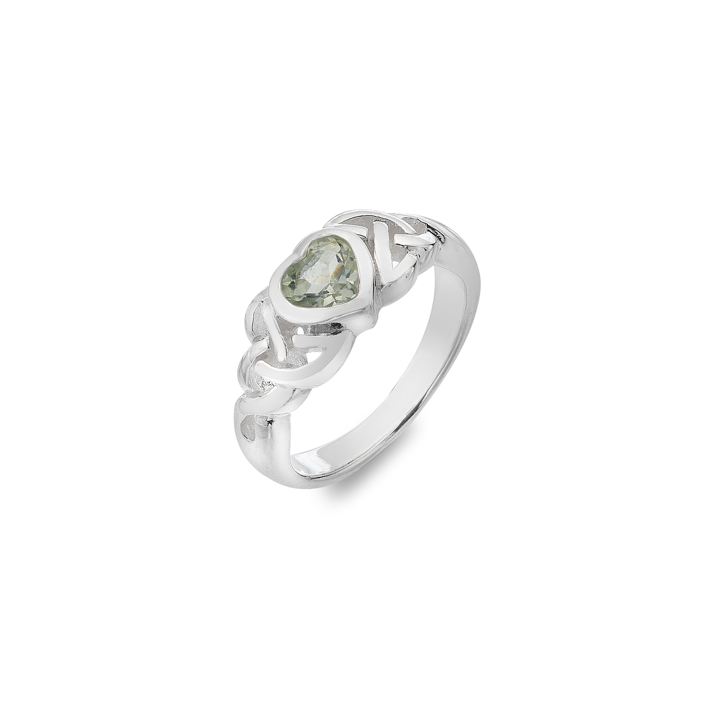 Celtic Green Quartz Heart Ring